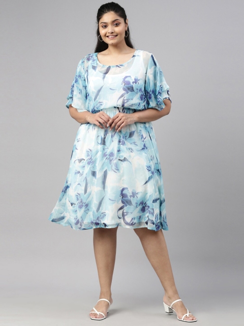 

The Pink Moon Blue Floral Chiffon Dress