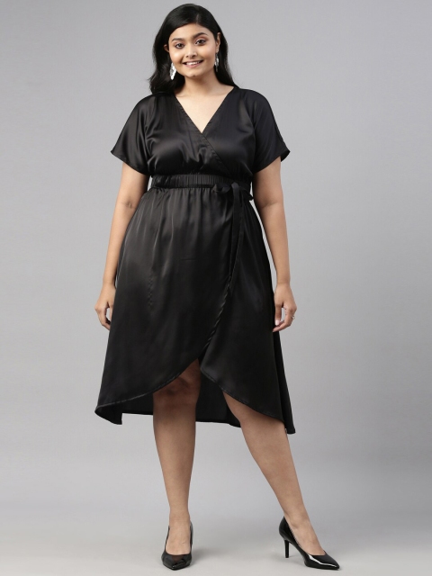 

The Pink Moon Black Satin Dress