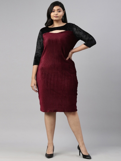 

The Pink Moon Burgundy Velvet Sheath Dress