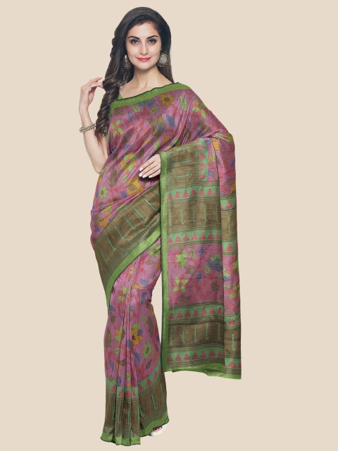 

KLM Fashion Mall Purple & Green Floral Saree