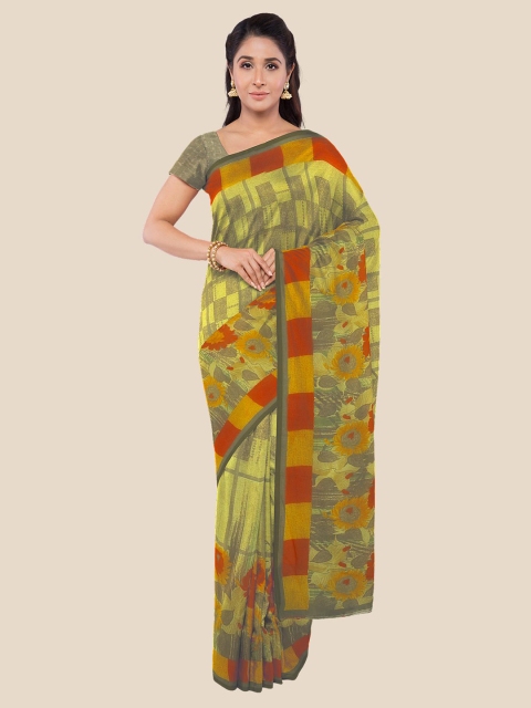 

KLM Fashion Mall Yellow & Red Floral Printed Saree