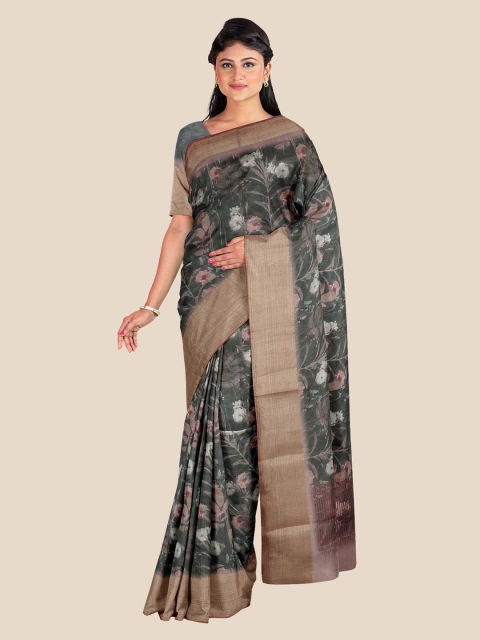 

KLM Fashion Mall Green & Beige Floral Saree