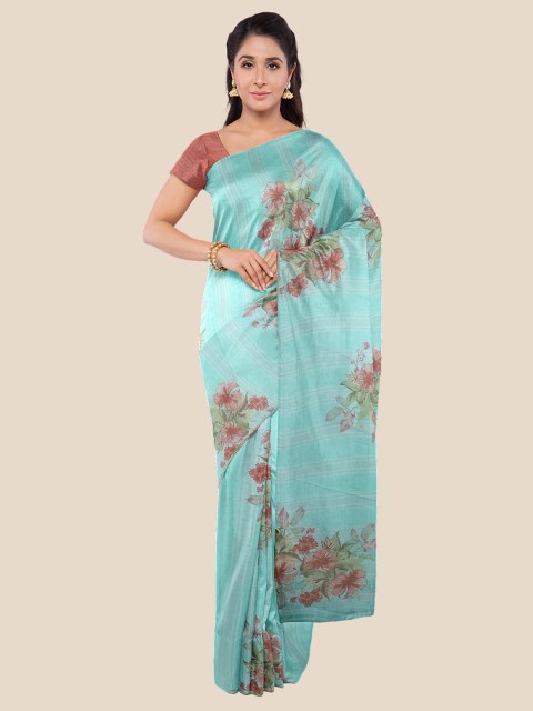 

KLM Fashion Mall Blue & Green Floral Printed Saree