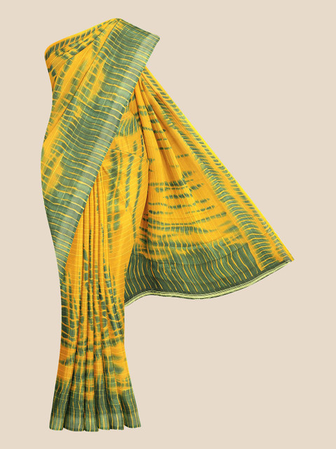 

KLM Fashion Mall Yellow & Green Tie and Dye Saree