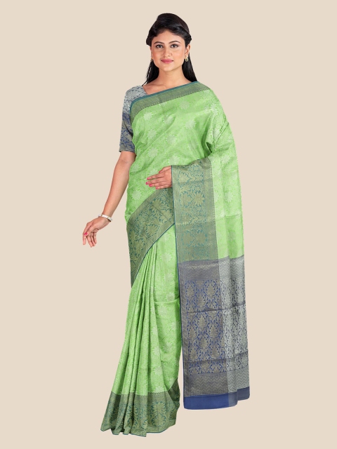 

KLM Fashion Mall Green & Grey Woven Design Zari Silk Blend Banarasi Saree