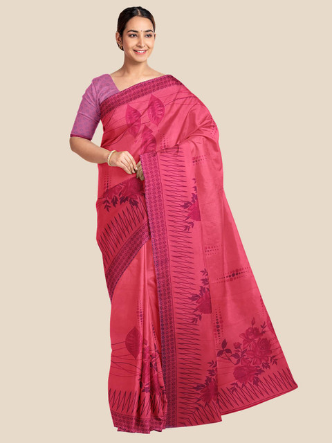 

KLM Fashion Mall Pink & Purple Floral Printed Saree
