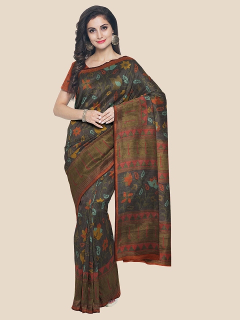 

KLM Fashion Mall Brown & Red Floral Saree