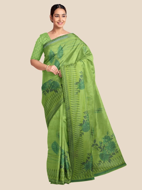 

KLM Fashion Mall Green Floral Saree
