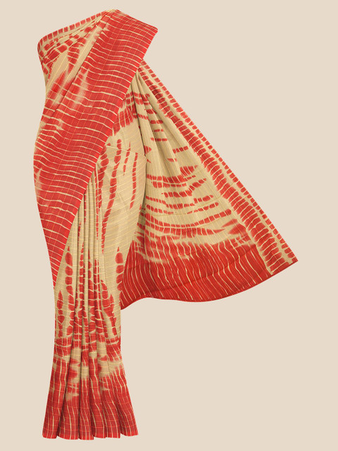 

KLM Fashion Mall Cream-Coloured & Orange Abstract Saree