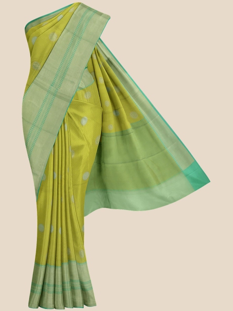 

KLM Fashion Mall Olive Green & Green Woven Design Zari Silk Blend Banarasi Saree
