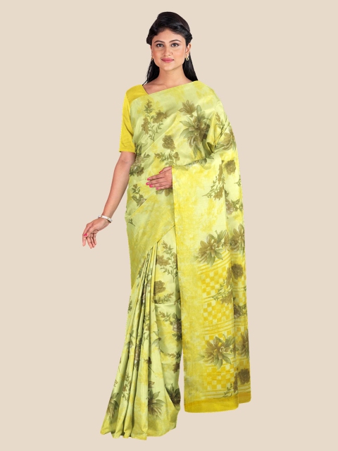

KLM Fashion Mall Yellow & Green Floral Saree