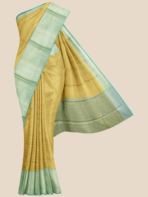 

KLM Fashion Mall Mustard & Green Woven Design Zari Banarasi Silk Blend Saree