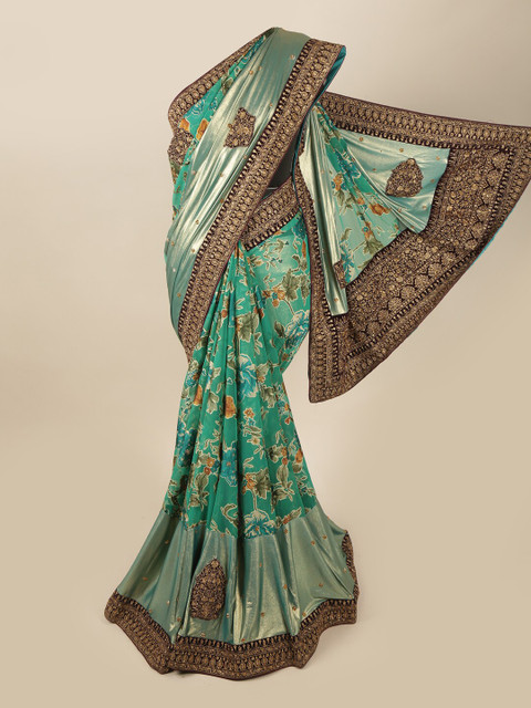 

Pothys Green & Grey Embellished Pure Georgette Saree