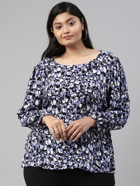

The Pink Moon Purple Floral Crepe Regular Top