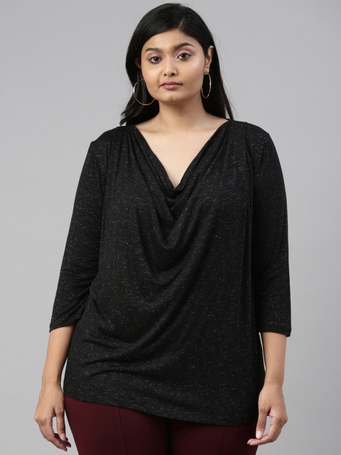 

The Pink Moon Black Cowl Neck Regular Top