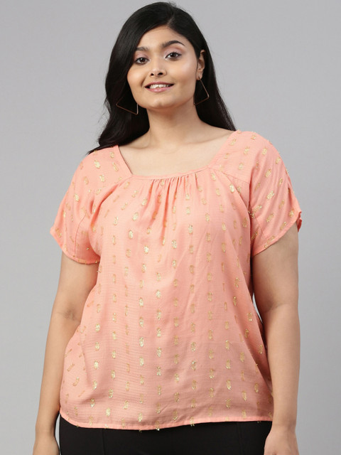 

The Pink Moon Peach-Coloured Regular Top