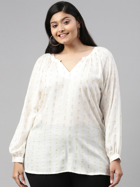 

The Pink Moon White & Gold-Toned Regular Top
