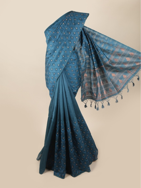 

Pothys Teal & Brown Zari Art Silk Banarasi Saree