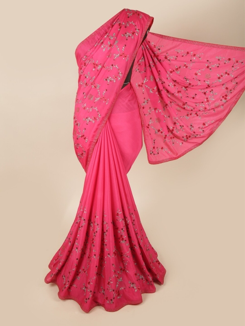 

Pothys Pink & Green Floral Printed Saree