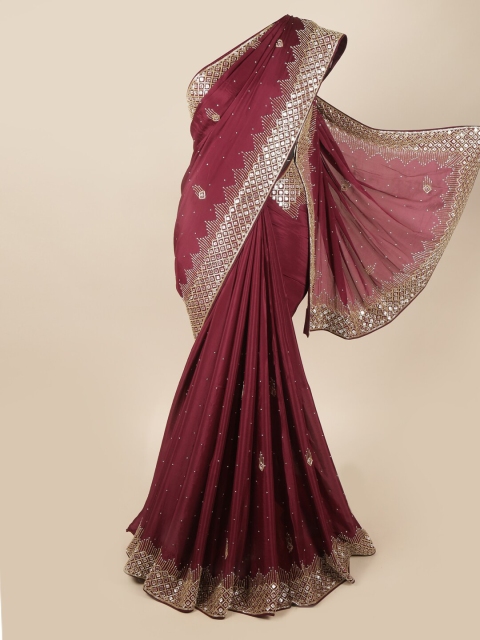 

Pothys Purple & Gold-Toned Sequinned Saree