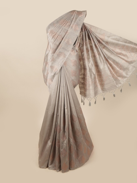 

Pothys Beige & Copper-Toned Ethnic Motifs Art Silk Banarasi Saree