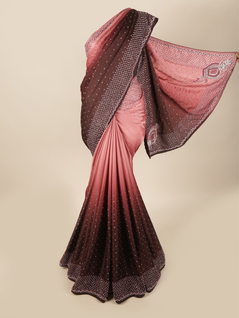 

Pothys Brown & Pink Embellished Satin Saree