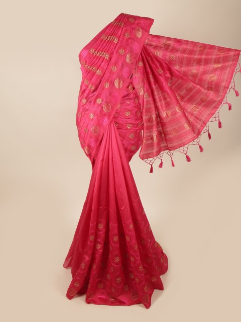 

Pothys Pink & Gold-Toned Art Silk Banarasi Saree