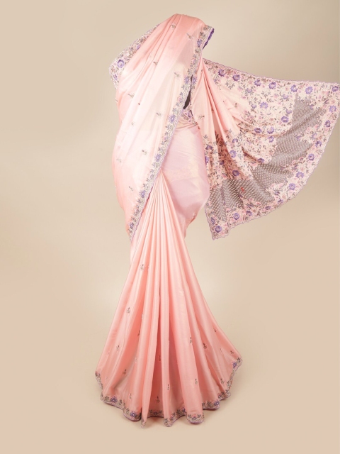 

Pothys Pink & Purple Floral Beads and Stones Saree
