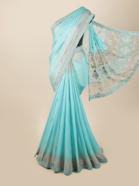 

Pothys Blue & Grey Floral Saree