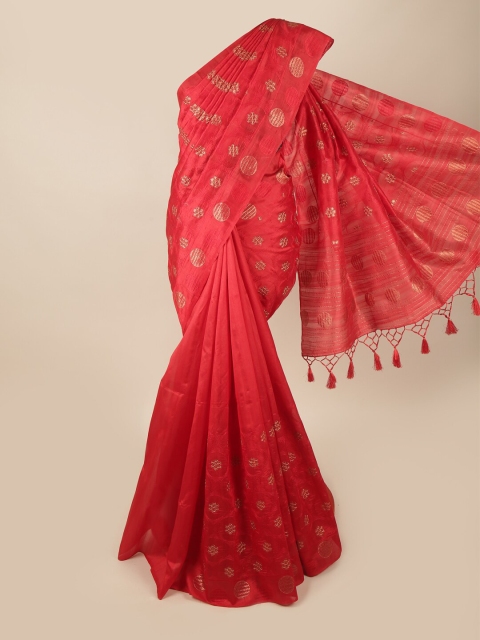 

Pothys Red & Beige Floral Art Silk Banarasi Saree