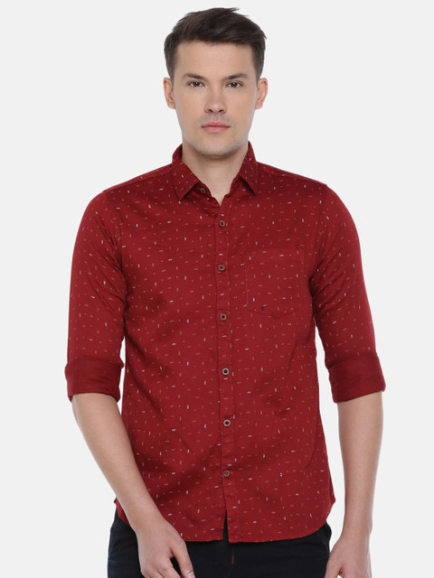 

Cross Court Men Maroon Slim Fit Opaque Printed Casual Shirt