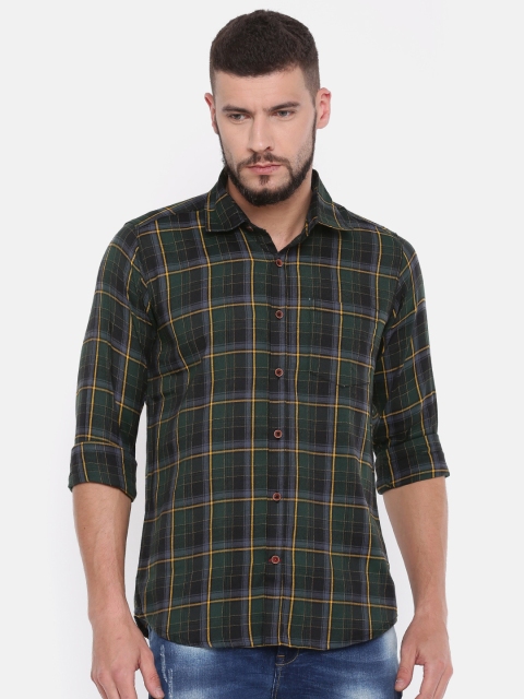 

Cross Court Men Green Slim Fit Tartan Checked Casual Shirt