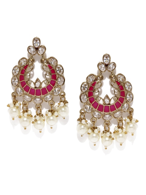 

Fida Pink Stone-Studded Drop Earrings