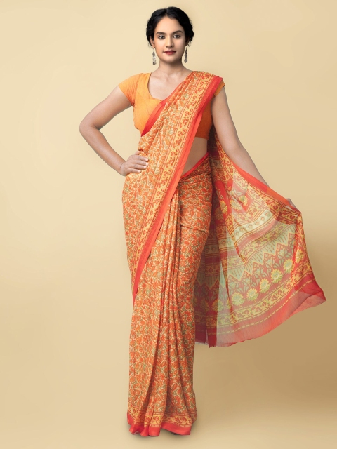 

Unnati Silks Multi Ethnic Motifs Saree, Orange