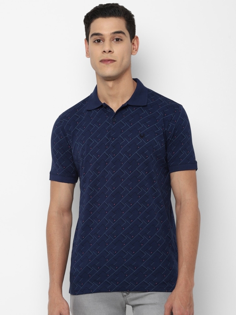 

Allen Solly Sport Men Navy Blue Printed Polo Collar Cotton T-shirt