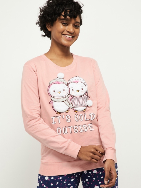 

max Women Pink Pure Cotton Sweatshirt