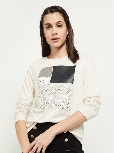 

max Women Beige Sweatshirt