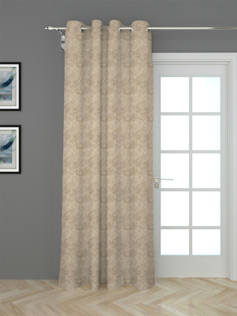 

HOUZZCODE Brown & Beige Vintage Washed Black Out Long Door Curtain