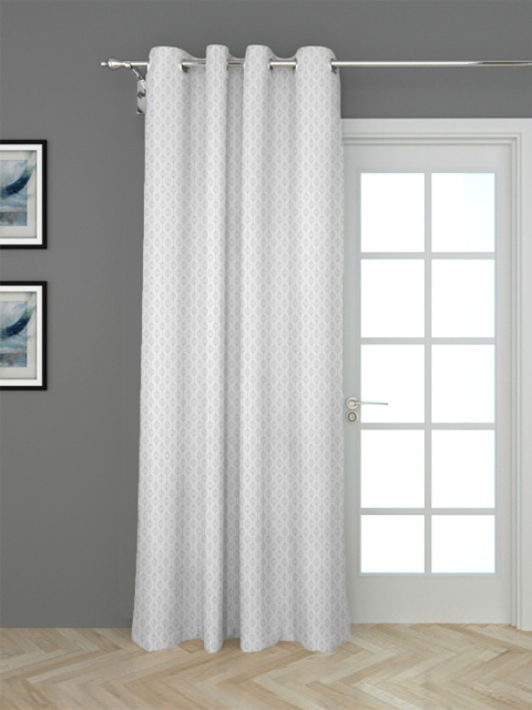 

HOUZZCODE Grey & White Ethnic Motifs Black Out Long Door Curtain