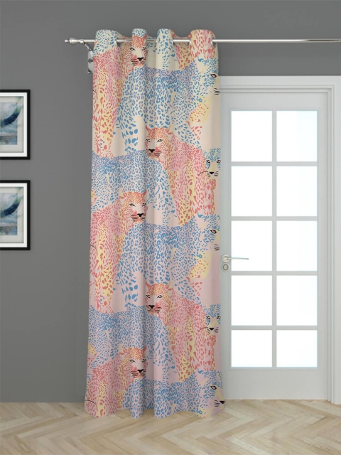 

HOUZZCODE Multicoloured Wild Leopard Printed Black Out Long Door Curtain, Multi