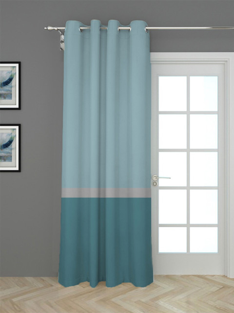 

HOUZZCODE Blue & Green Colourblocked Black Out Long Door Curtain