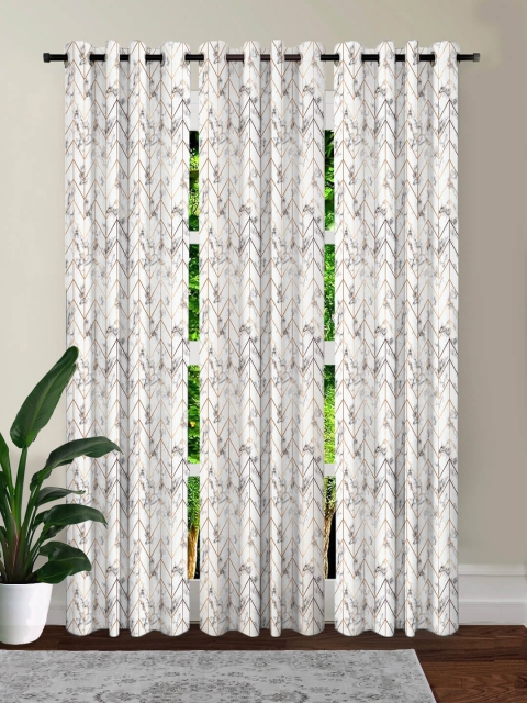 

HOUZZCODE Gold-Toned & Grey Set of 3 Black Out Long Door Curtain