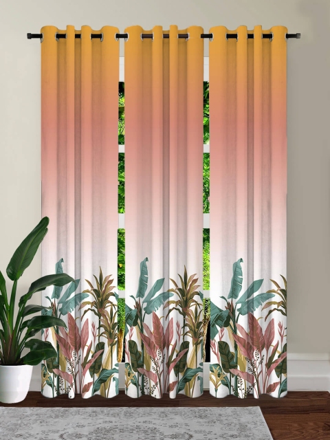 

HOUZZCODE Rust Set of 3 Black Out Long Door Curtain, Orange