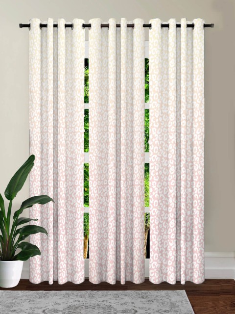 

HOUZZCODE Set of 3 Pink & White Black Out Long Door Curtain