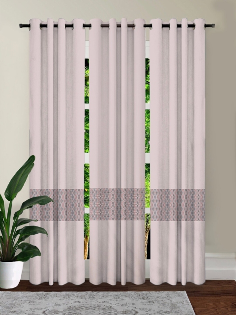 

HOUZZCODE Lavender & Grey Set of 3 Black Out Long Door Curtain