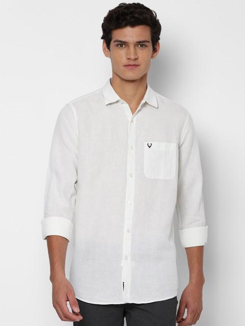 

Allen Solly Men White & Green Opaque Striped Casual Shirt