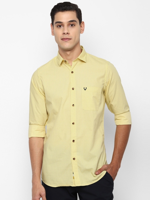 

Allen Solly Men Yellow Slim Fit Opaque Printed Pure Cotton Casual Shirt