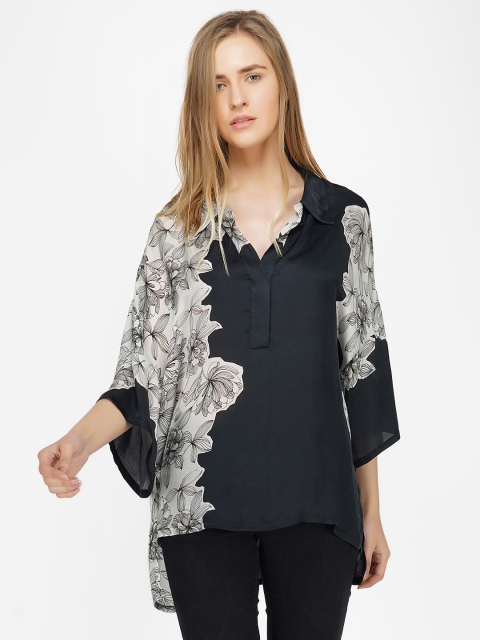 

SHAYE Black & Grey Floral Regular Top