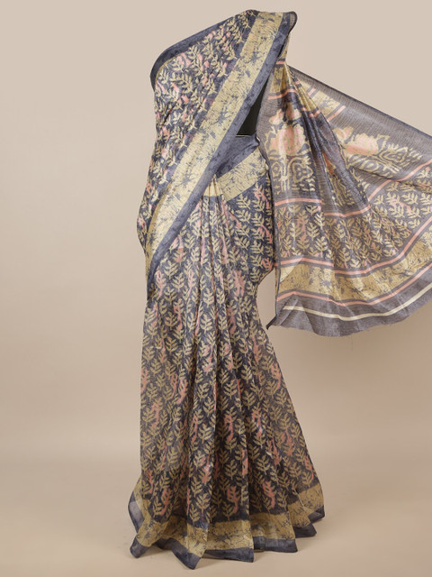

Pothys Blue & Beige Floral Printed Saree