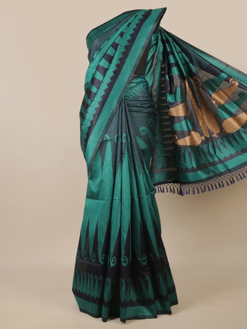 

Pothys Blue & Black Woven Design Jute Silk Saree